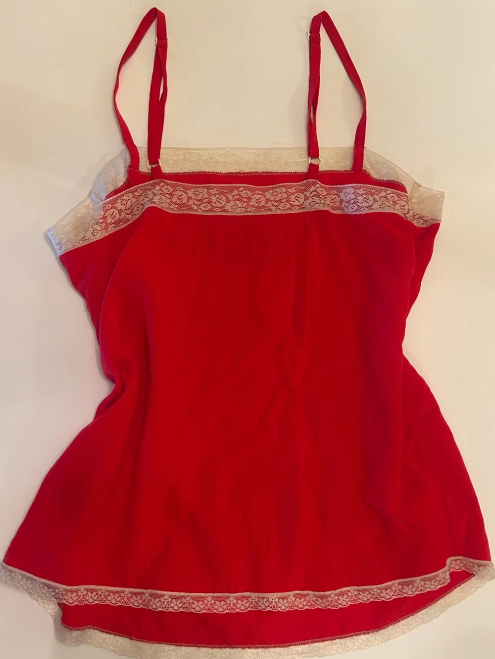 Silk Zadig & Voltaire Red Camisole with Cream Lace Trim